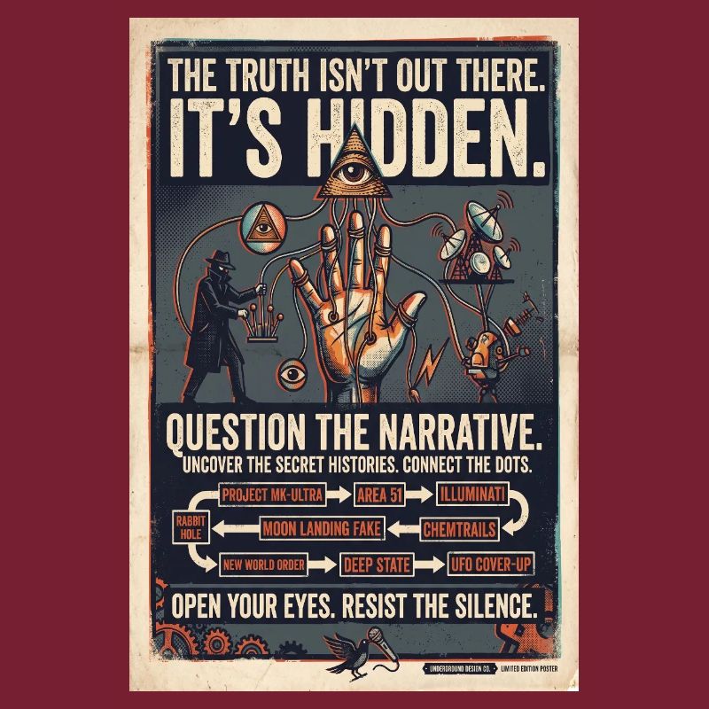 Vérités cachées : Poster rétro de conspiration