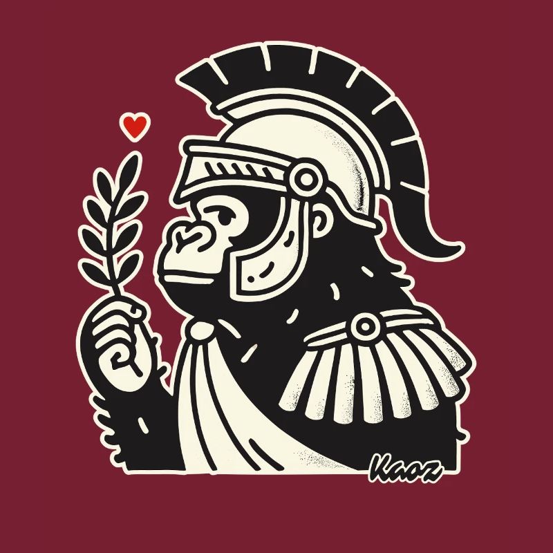 Spartanischer Gorilla mit Lorbeerzweig