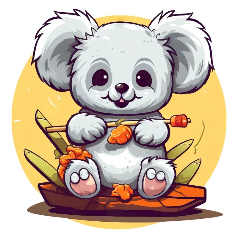 Clumsy koala with sushi
