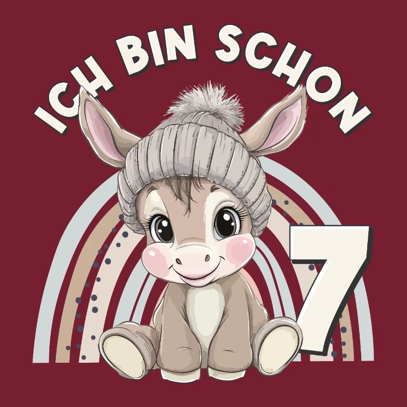7. Geburtstag Esel Regenbogen Süß Niedlich