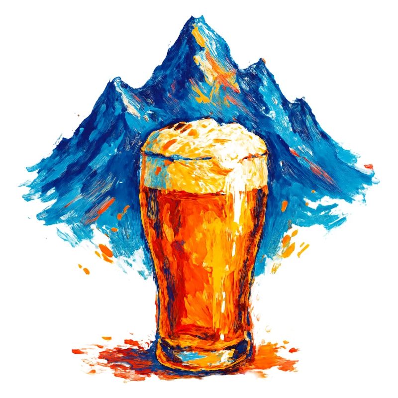 Bergkulisse mit Bierglas