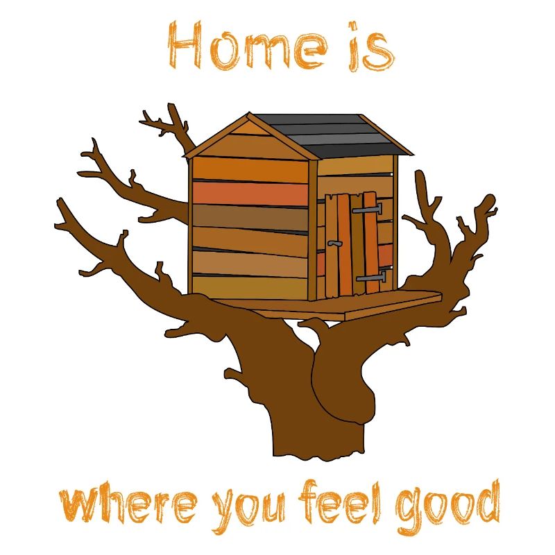 Haus im Baum mit Text