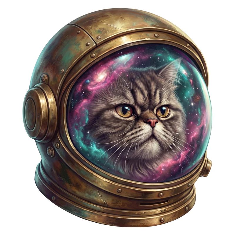 Astronaute chat dans un casque spatial