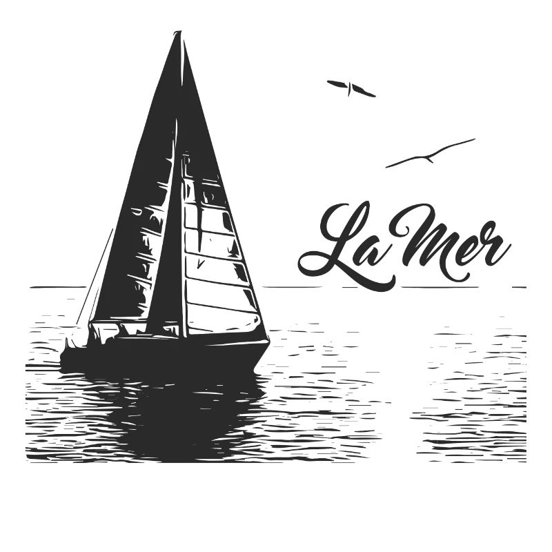 Das Meer - Segelboot und 2 Möwen