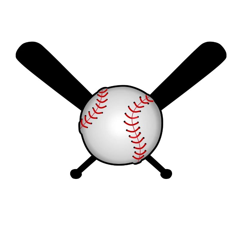 Baseball mit Baseballschläger über Kreuz