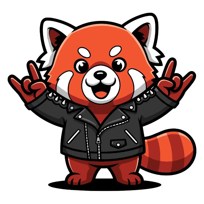 Roter Panda in Lederjacke