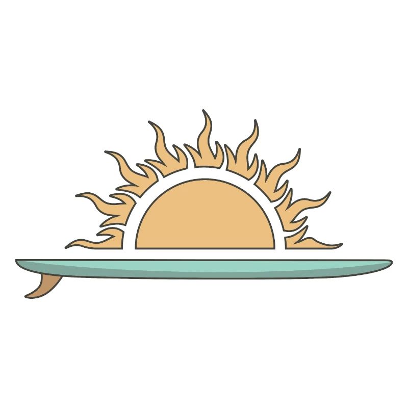 Surfboard mit Sonnenuntergang