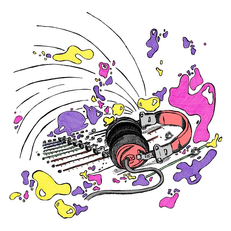Casque d'écoute et console DJ [violet]