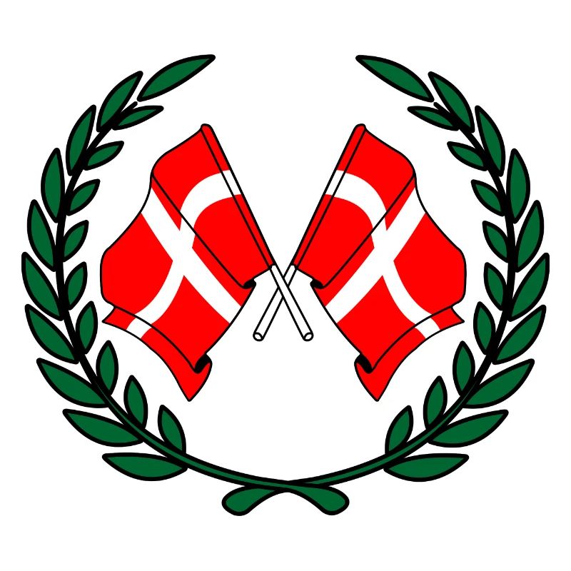 Drapeaux du Danemark en couronne de laurier
