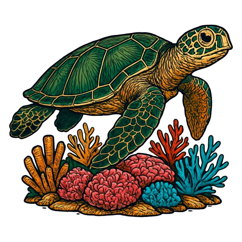 Conception de plongeur de tortue de mer verte