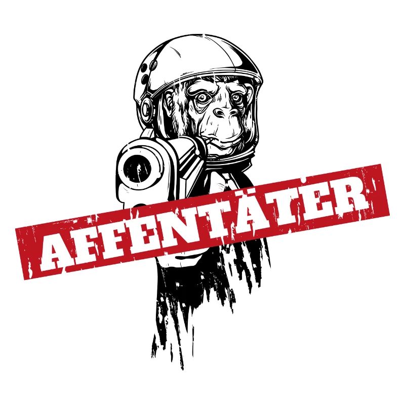 Affe mit Waffe und zielt