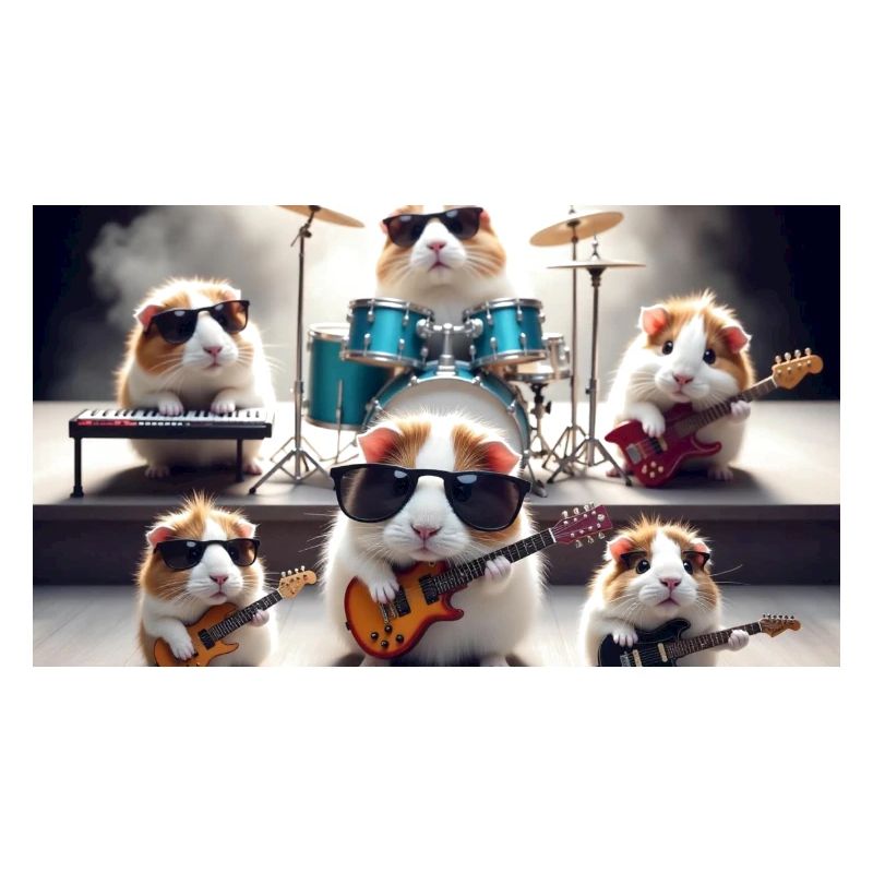 cute guinea pig dressed as a rock band