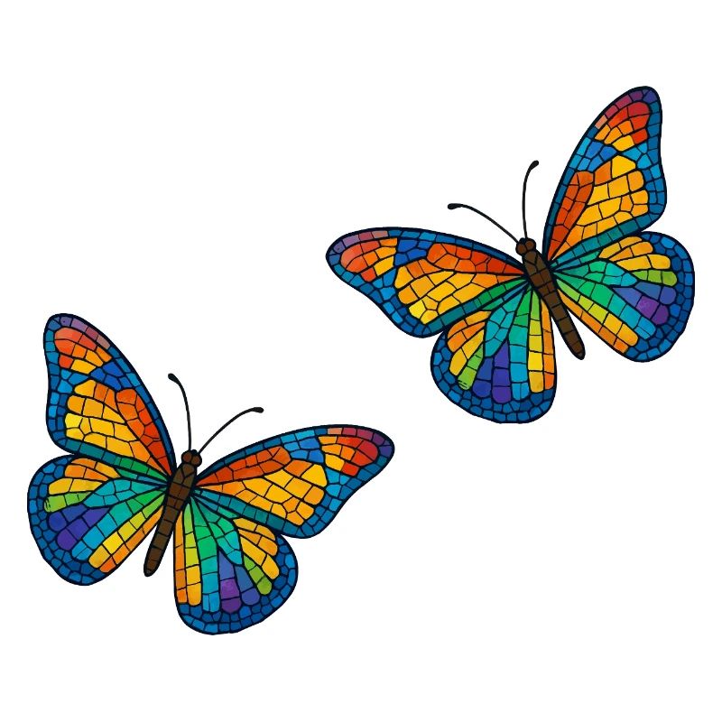 Bunte Mosaikschmetterlinge Design