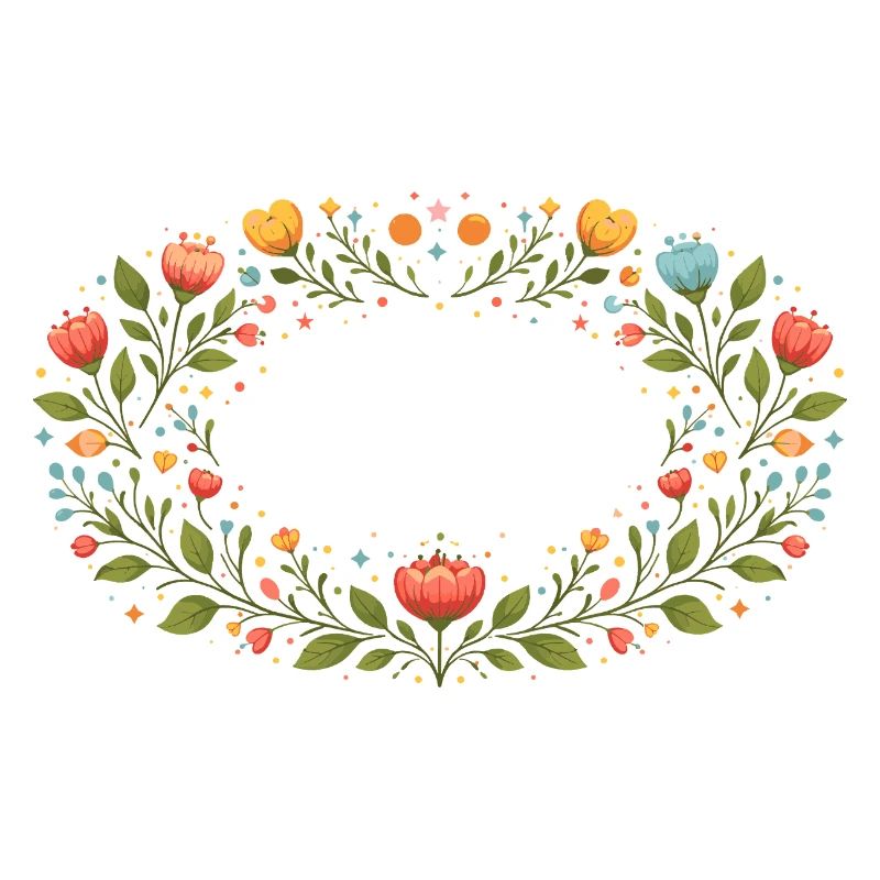 Floral Spring Frame with Flowers