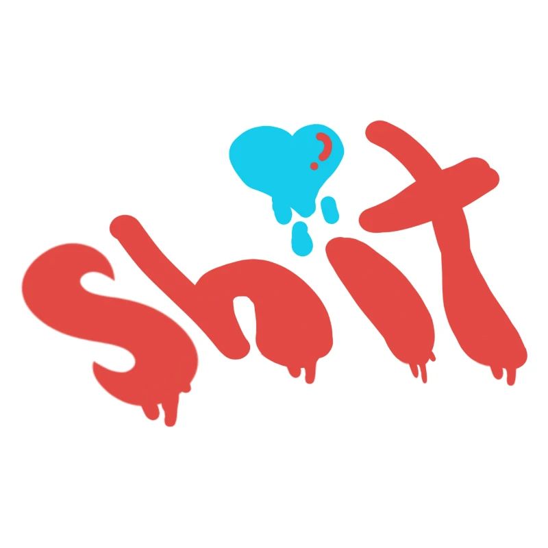 Shit Word Inspirational Typography Type in Red Bl