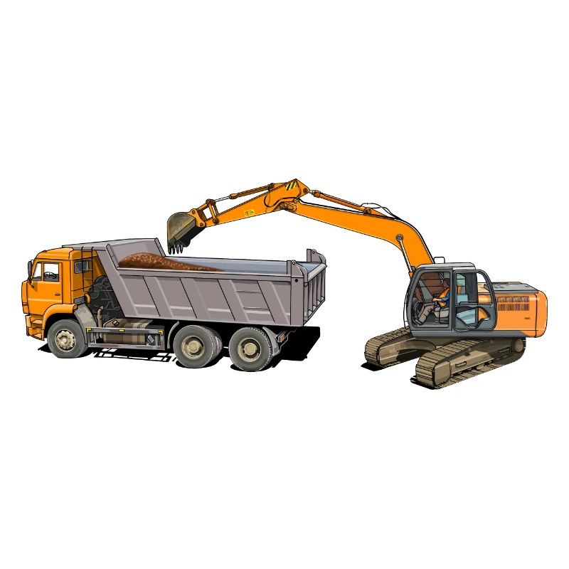 Bagger belädt LKW