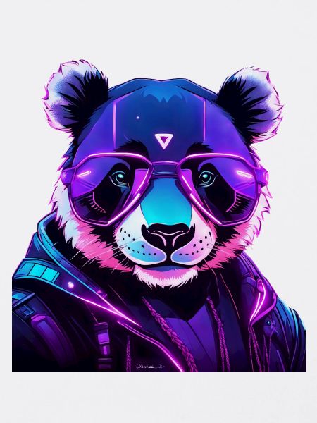 Cyberpunk Panda mit Neonbrille