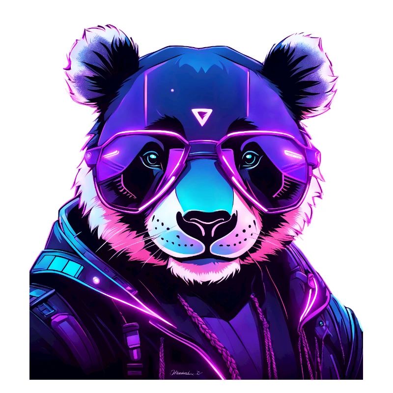 Cyberpunk Panda mit Neonbrille