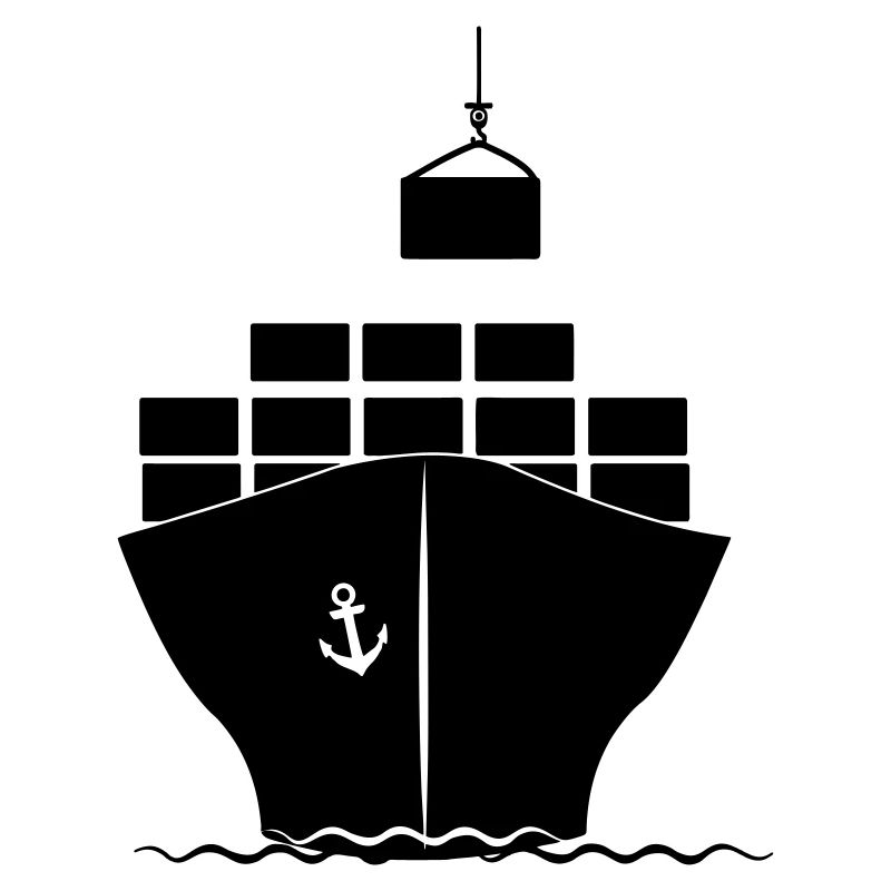 Sea container boat with crane loading