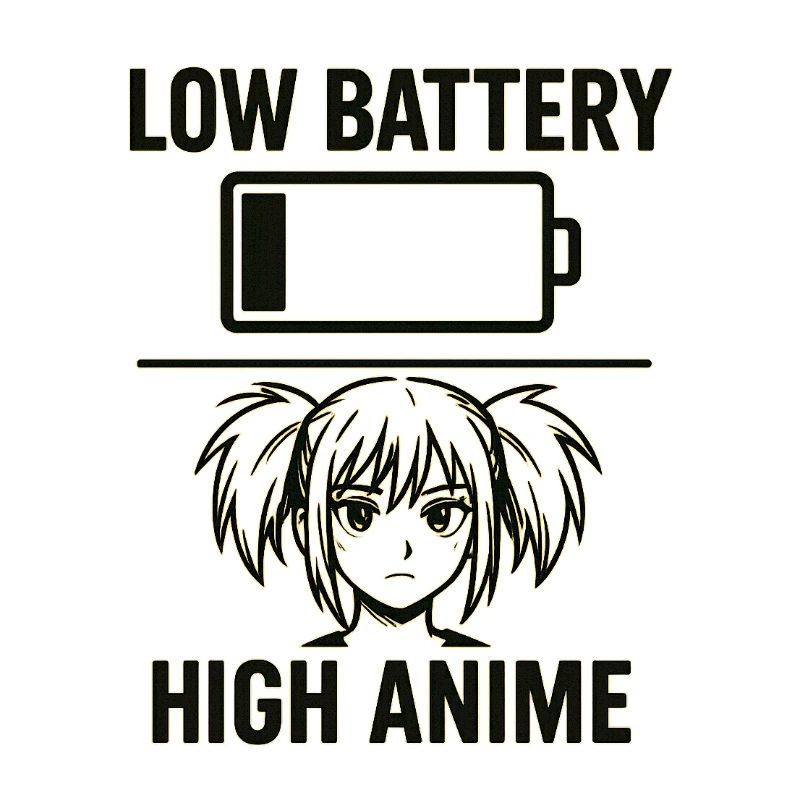 Anime Mädchen mit Akku Warnung