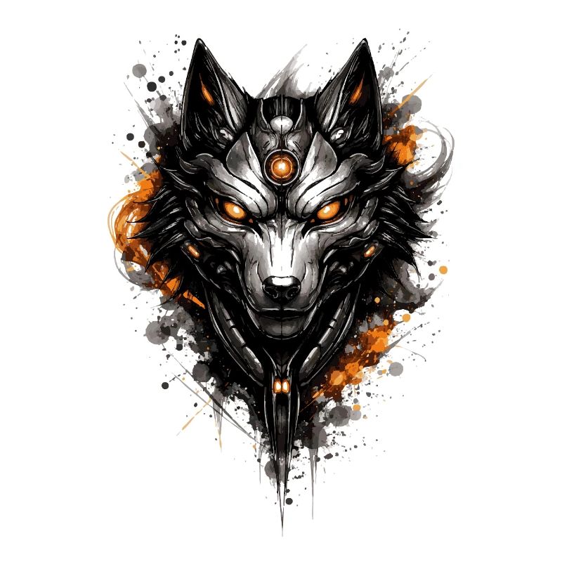 Cyber Wolf – Dunkles Krafttier Motiv