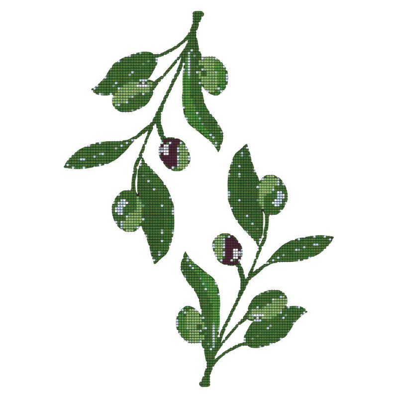 olive branches Mosaic Green