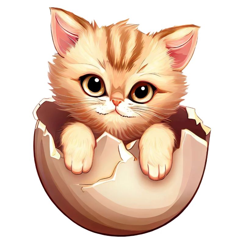 Kitten hatches from egg, Cute animal design