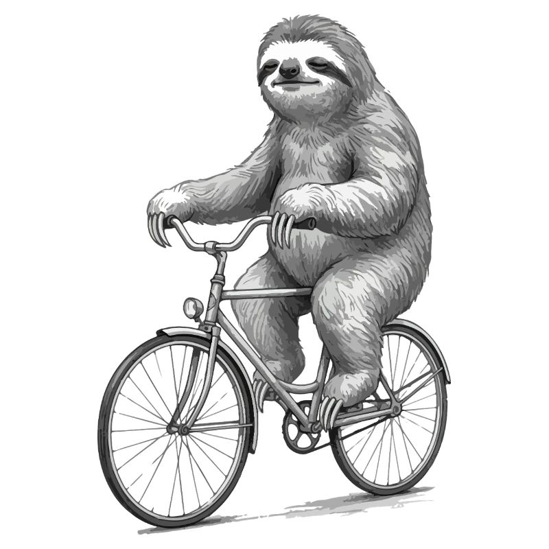 Sloth Cyclist Retro-Illustration