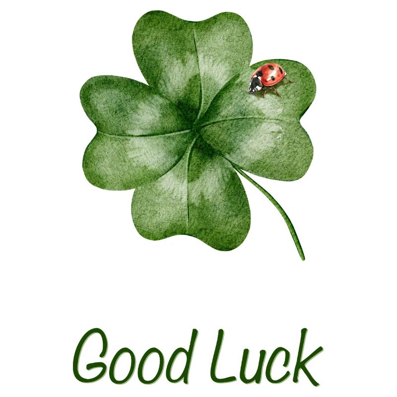 Good Luck – Kleeblatt mit Marienkäfer