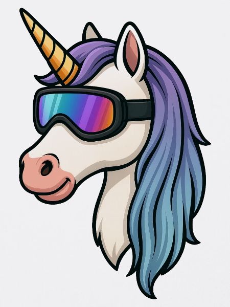 Einhorn mit cooler Skibrille