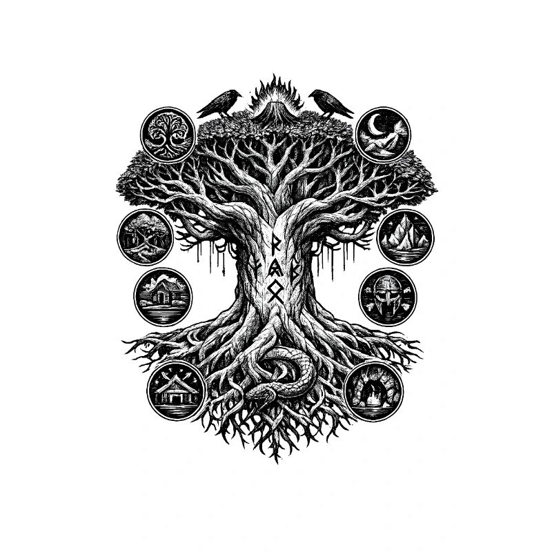 Yggdrasil-Lebensbaum-Wikinger-Design