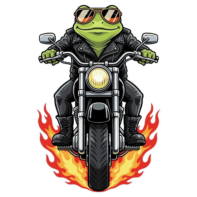 Cool Biker Frog Motorradflammen