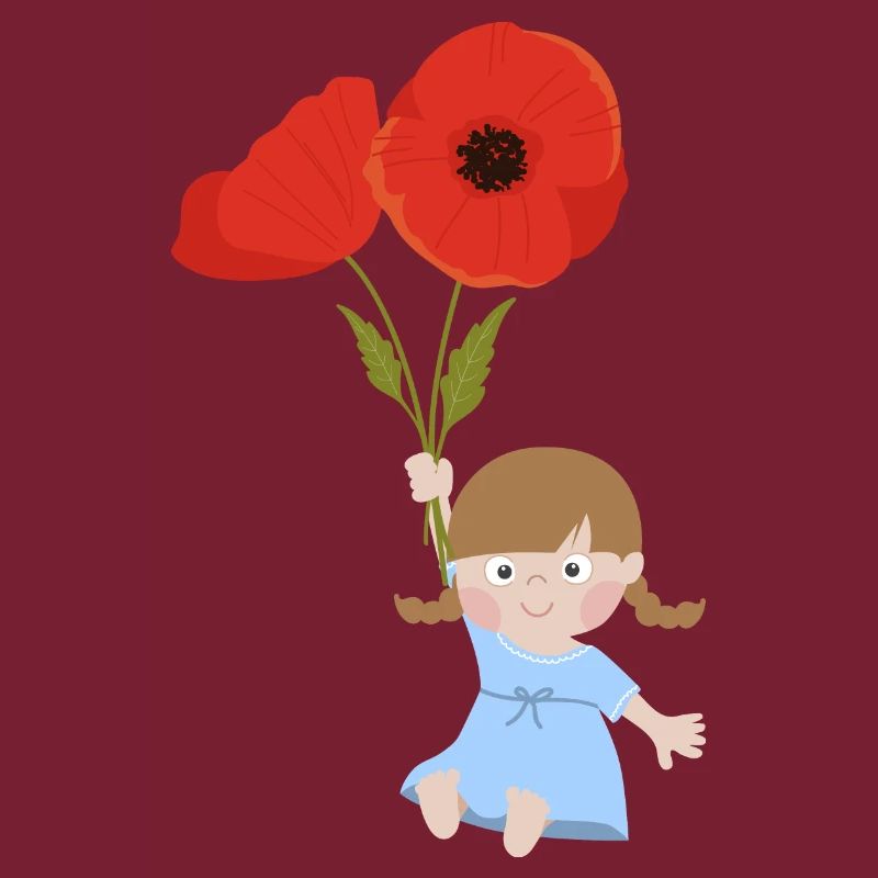 Kleines Mädchen mit Mohnblumen