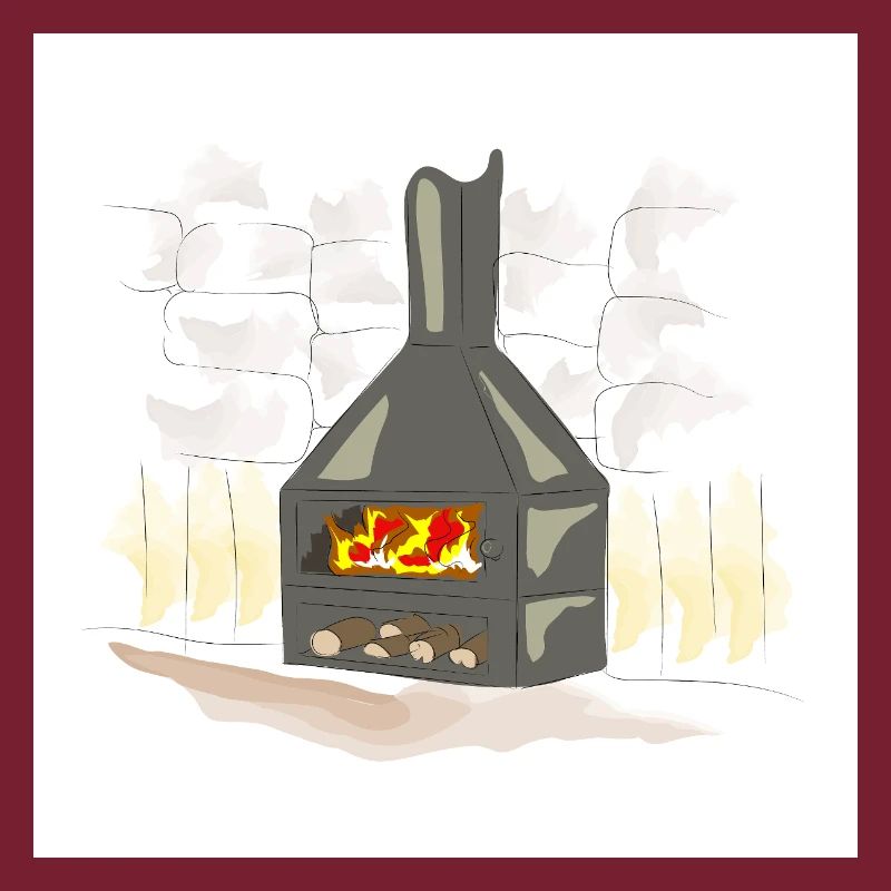 Cheminée à bois éclairée