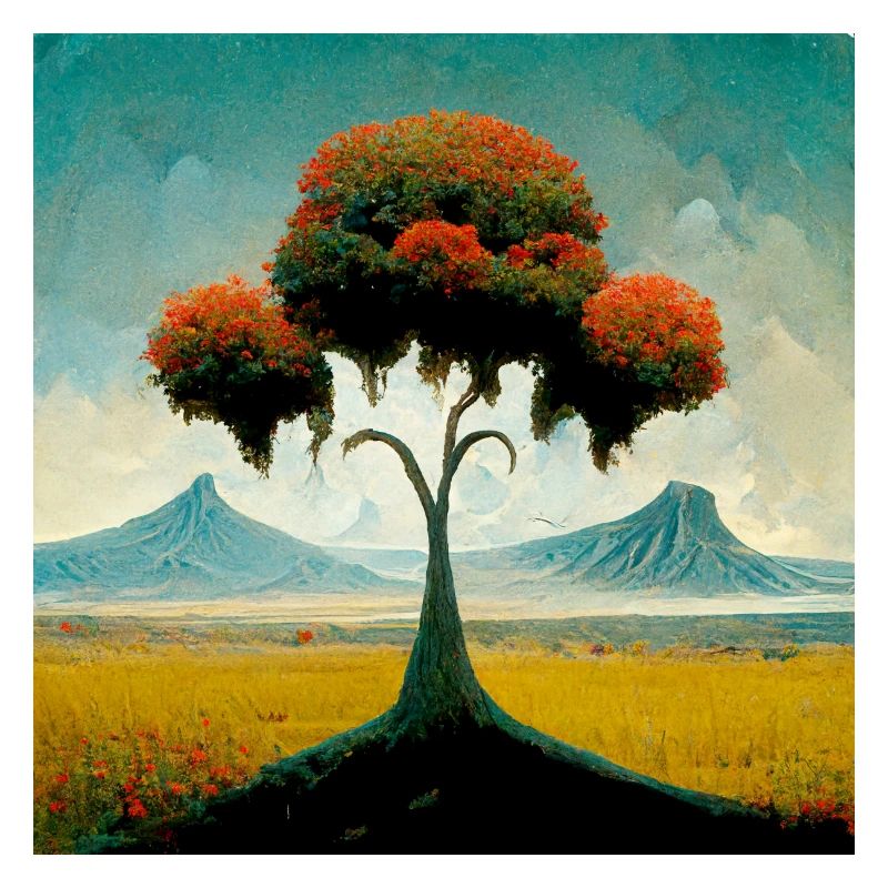 Surrreal Landscape Tree Solitude Mountains