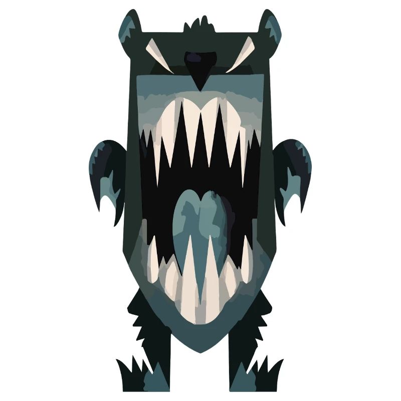 Angry Cartoon Bear with Sharp Teeth – Beast Art