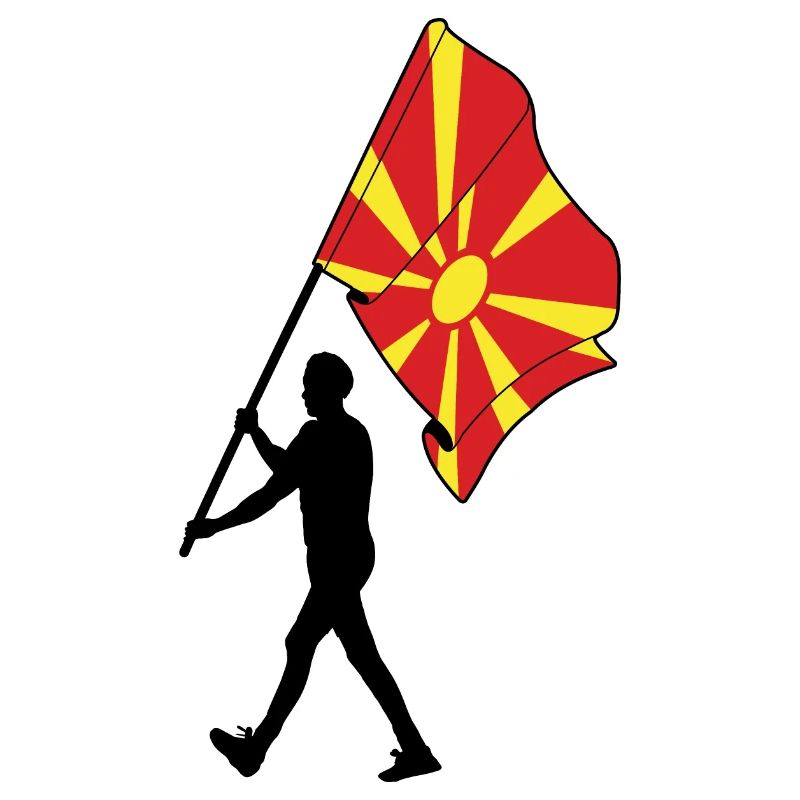 Flag North Macedonia man walking
