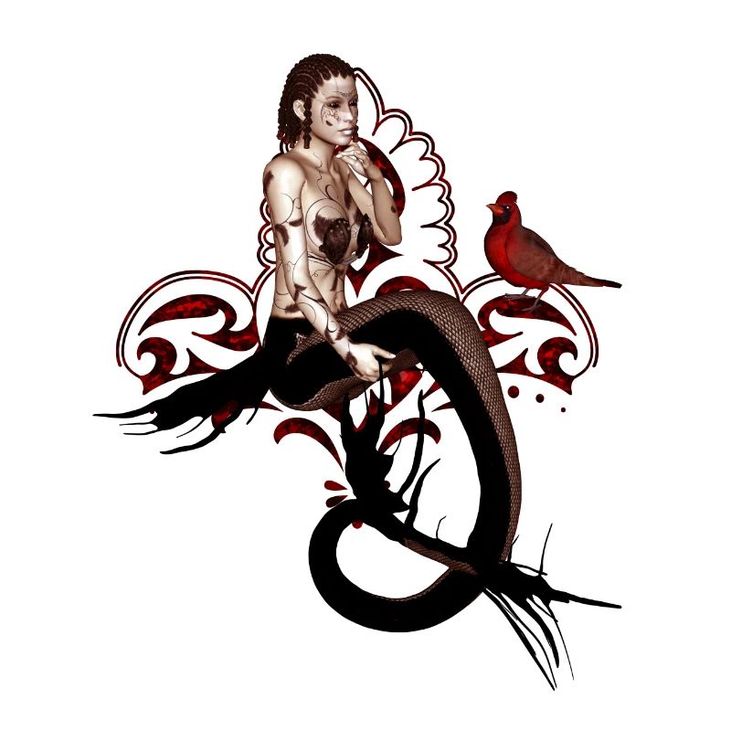 Wonderful dark mermaid sitting in a tree