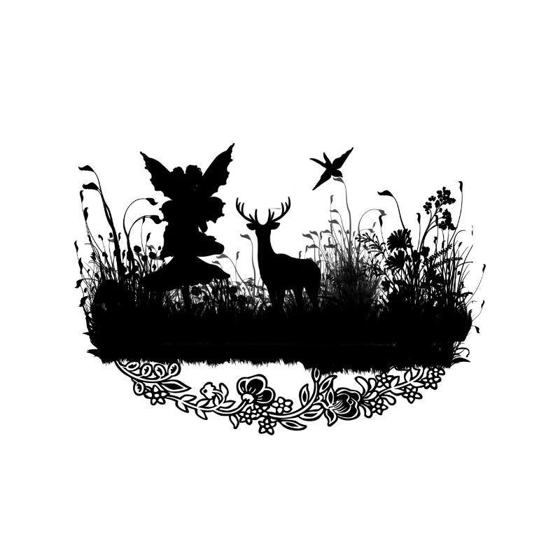 Petite fée avec cerf la nuit