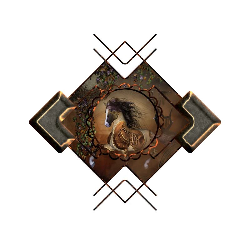 Beau cheval steampunk avec cape et engrenages