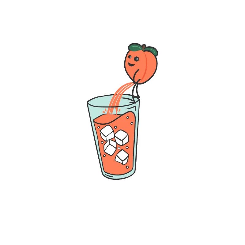 Pfirsich pinkelt Limonade in Glas