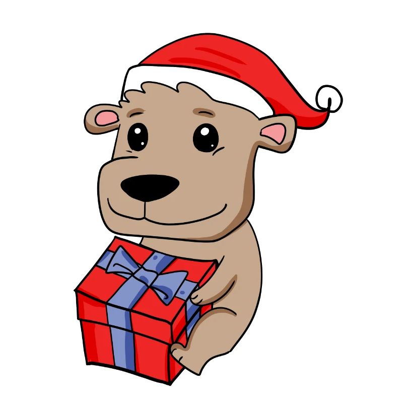 Bébé ours de Noël avec cadeau