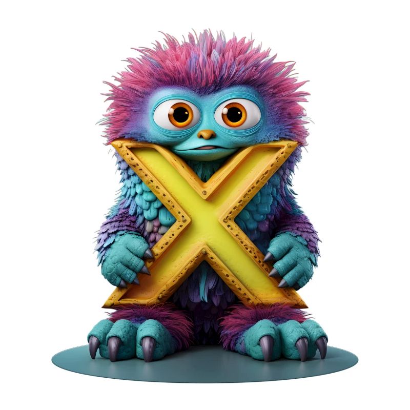 Multicolored Monster with X