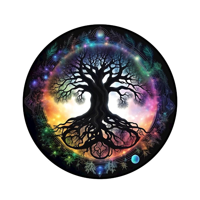 Wurzelbaum im Regenbogenkreis