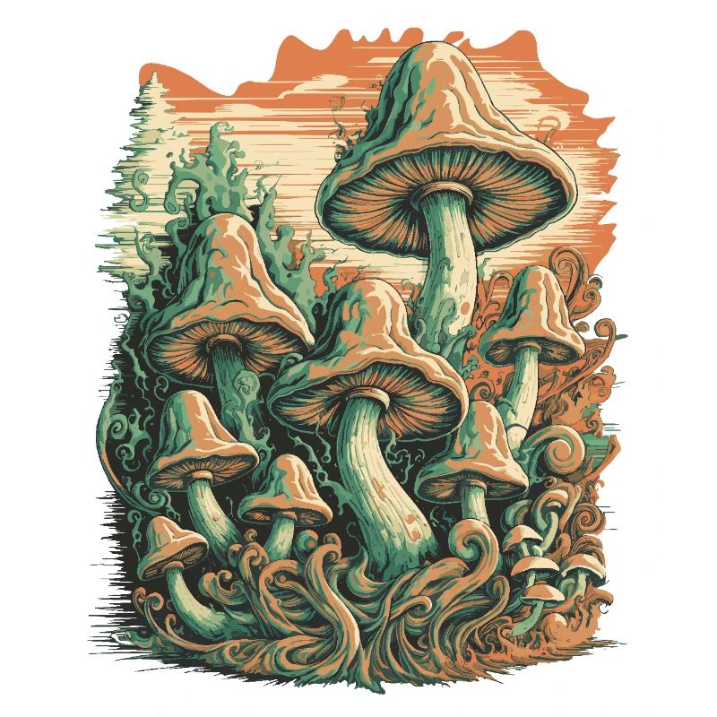 Mystical Forest Mushroom Psychedelic Art