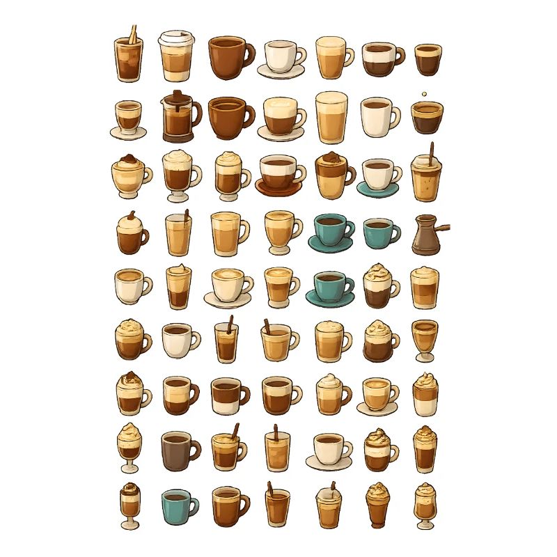 Verschiedene Kaffee-Getränke Illustration