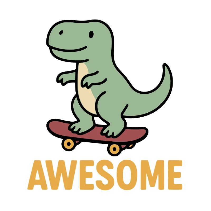 Dinosaure décontracté sur skateboard