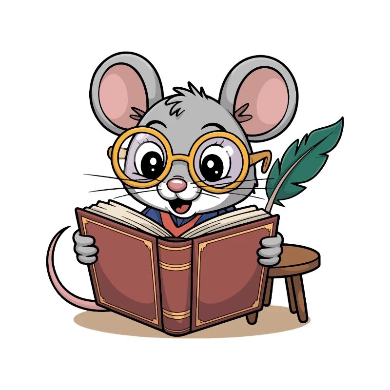Adorable Reading Mouse with Glasses