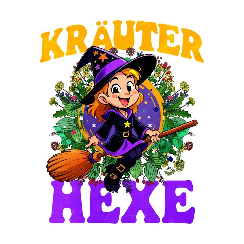 Witch with herbs and magic wand