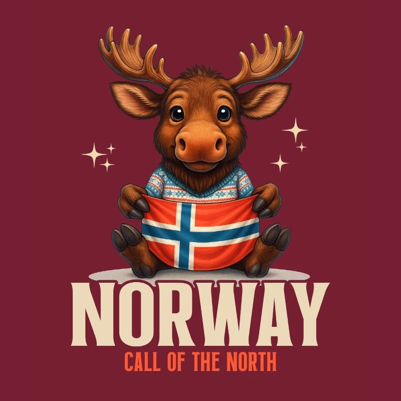 Orignal de Norvège avec drapeau – Appel du Nord